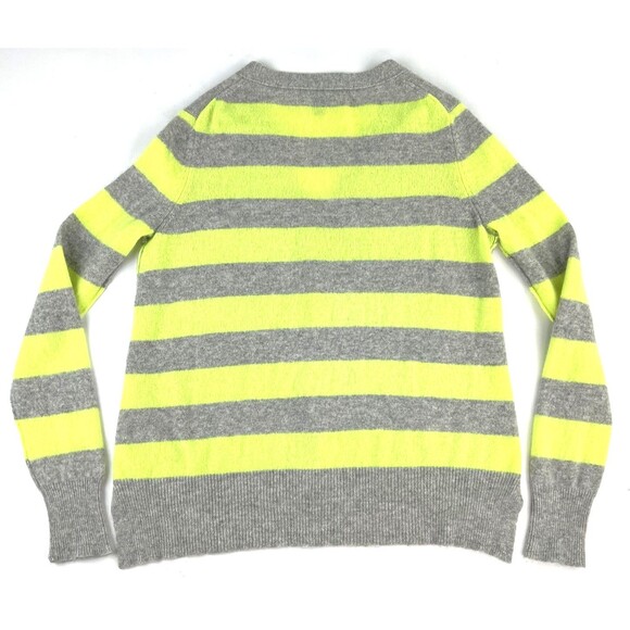 Aqua Cashmere V Neck Cardigan Sweater Gray Chartreuse Green Womens Size M - Picture 6 of 7